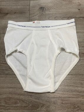 Vintage Fruit Of The Loom White Underwear Briefs Adult Small Front Flap Unworn